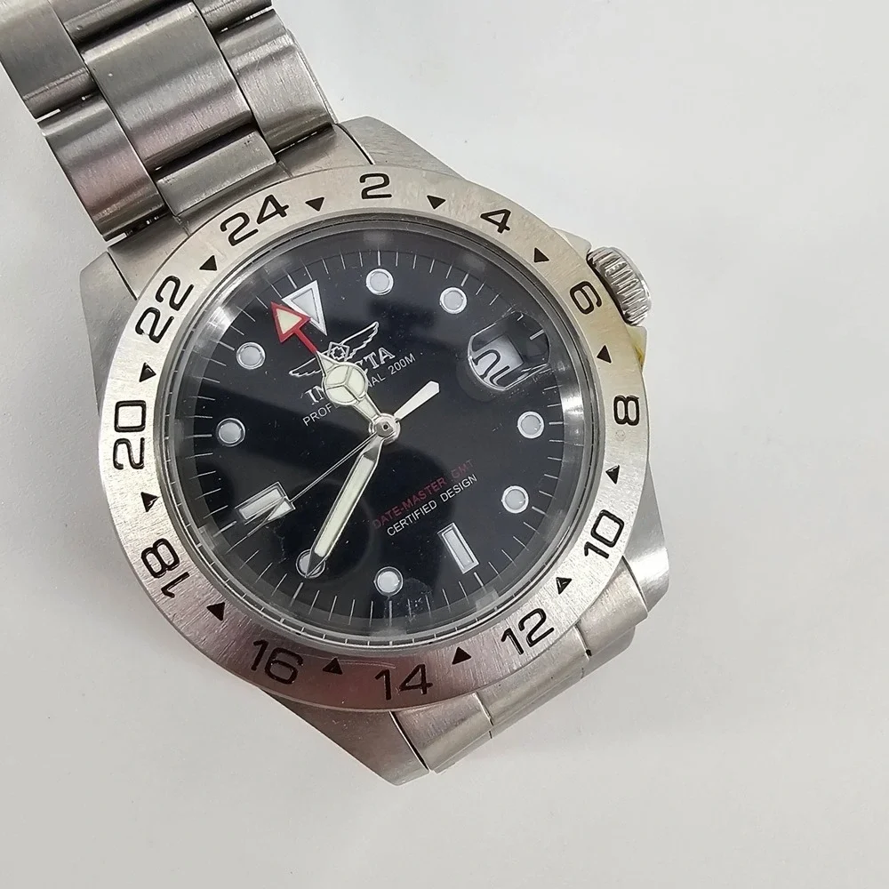 Invicta Pro Diver GMT 9401 Watch Silver Black Stainless Steel Professional Sport